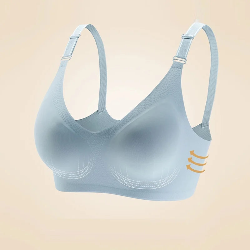 Women'S Seamless Bras Ladies Thin Style Jelly Color Soft Bra Wireless Underwear Comfortable Lingerie Deep V Gather