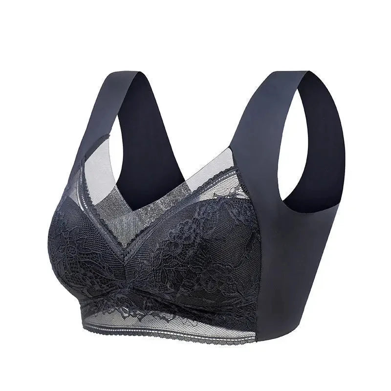 L-6L Women Large Bra Push up Ice Silk Seamless Upper Bralette Lace Wireless Summer Bras plus Size Top Lingerie Underwear 15019
