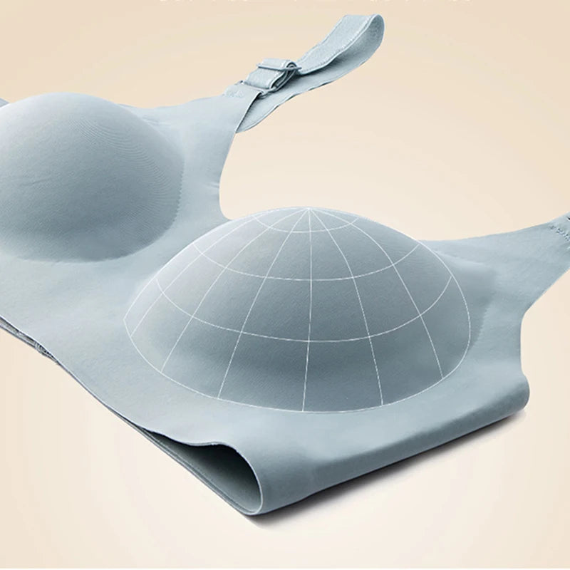 Women'S Seamless Bras Ladies Thin Style Jelly Color Soft Bra Wireless Underwear Comfortable Lingerie Deep V Gather
